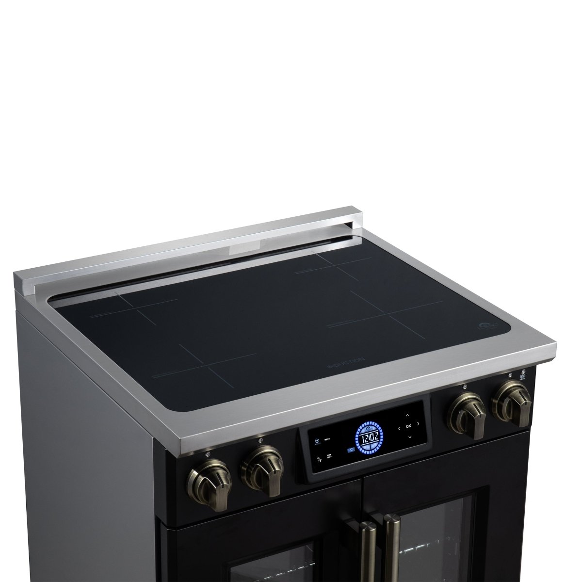 Maximus 30-Inch Induction range, French Door, 4 Cooking Zones, 4.32 cf. Convection Oven, Air Sous Vide, Air Fry Basket, Black - BonPrix Électroménagers