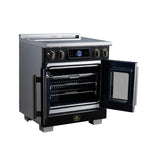 Maximus 30-Inch Induction range, French Door, 4 Cooking Zones, 4.32 cf. Convection Oven, Air Sous Vide, Air Fry Basket, Black - BonPrix Électroménagers
