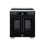 Maximus 30-Inch Induction range, French Door, 4 Cooking Zones, 4.32 cf. Convection Oven, Air Sous Vide, Air Fry Basket, Black - BonPrix Électroménagers