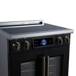 Maximus 30-Inch Induction range, French Door, 4 Cooking Zones, 4.32 cf. Convection Oven, Air Sous Vide, Air Fry Basket, Black - BonPrix Électroménagers