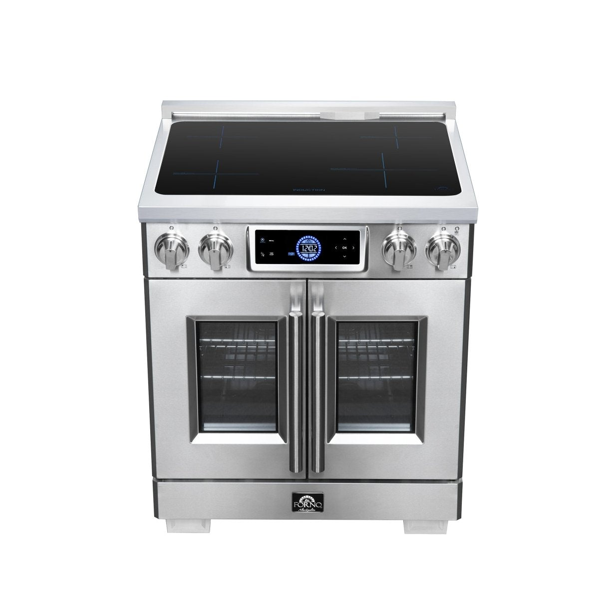 Maximus 30-Inch Induction range, French Door, 4 Cooking Zones, 4.32 cf. Convection Oven, Air Sous Vide, Air Fry Basket, Stainless Steel - BonPrix Électroménagers