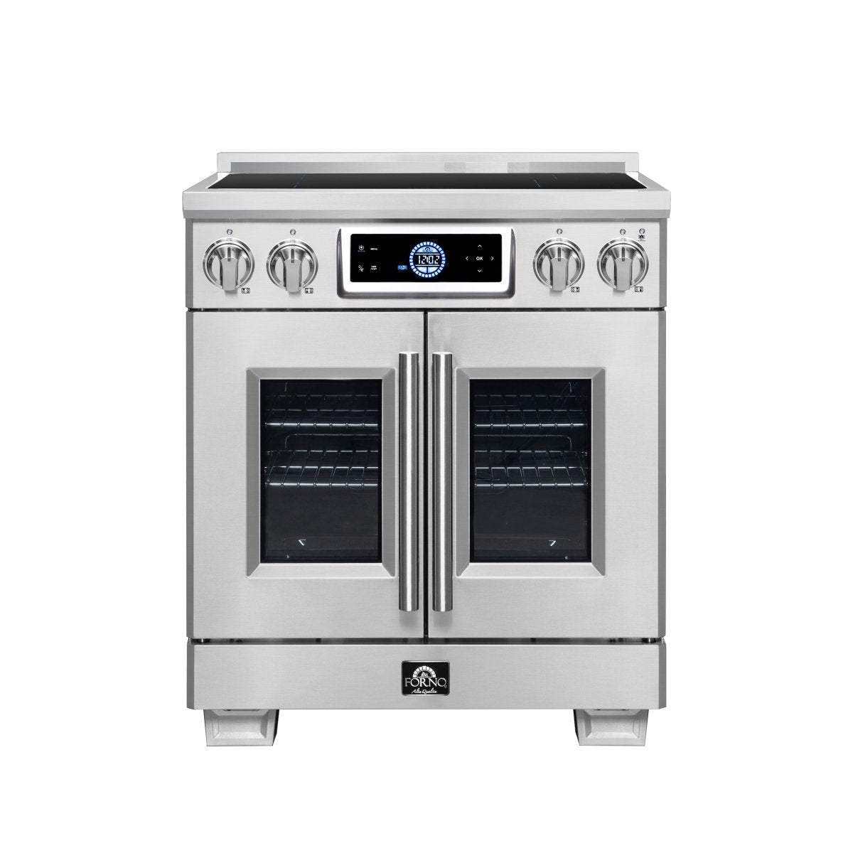 Maximus 30-Inch Induction range, French Door, 4 Cooking Zones, 4.32 cf. Convection Oven, Air Sous Vide, Air Fry Basket, Stainless Steel - BonPrix Électroménagers