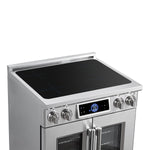 Maximus 30-Inch Induction range, French Door, 4 Cooking Zones, 4.32 cf. Convection Oven, Air Sous Vide, Air Fry Basket, Stainless Steel - BonPrix Électroménagers