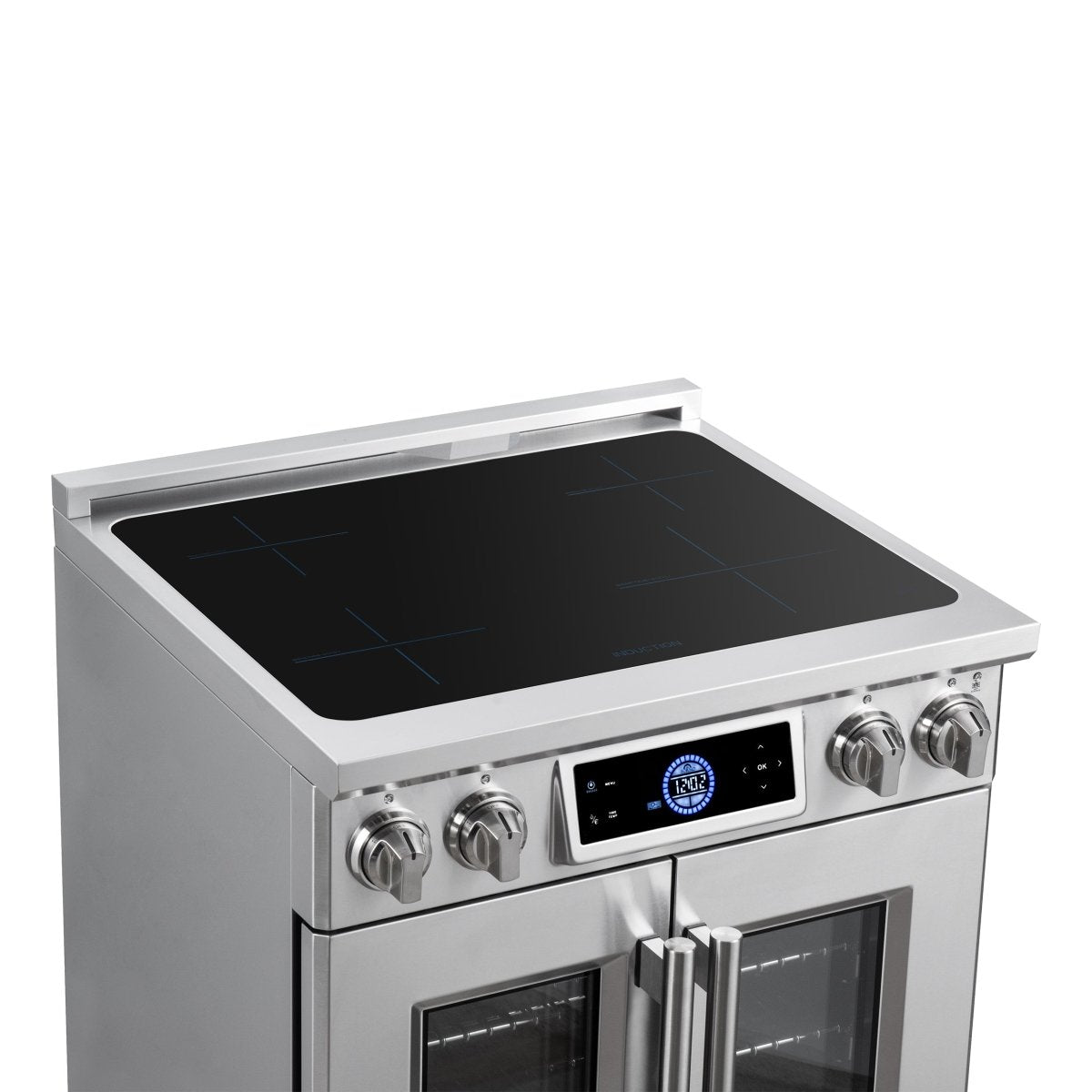 Maximus 30-Inch Induction range, French Door, 4 Cooking Zones, 4.32 cf. Convection Oven, Air Sous Vide, Air Fry Basket, Stainless Steel - BonPrix Électroménagers