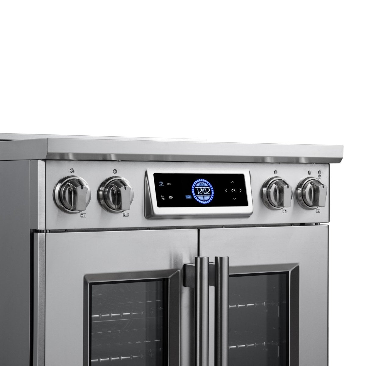 Maximus 30-Inch Induction range, French Door, 4 Cooking Zones, 4.32 cf. Convection Oven, Air Sous Vide, Air Fry Basket, Stainless Steel - BonPrix Électroménagers