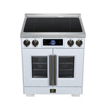 Maximus 30-Inch Induction range, French Door, 4 Cooking Zones, 4.32 cf. Convection Oven, Air Sous Vide, Air Fry Basket, White - BonPrix Électroménagers