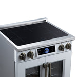 Maximus 30-Inch Induction range, French Door, 4 Cooking Zones, 4.32 cf. Convection Oven, Air Sous Vide, Air Fry Basket, White - BonPrix Électroménagers