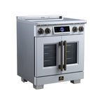 Maximus 30-Inch Induction range, French Door, 4 Cooking Zones, 4.32 cf. Convection Oven, Air Sous Vide, Air Fry Basket, White - BonPrix Électroménagers
