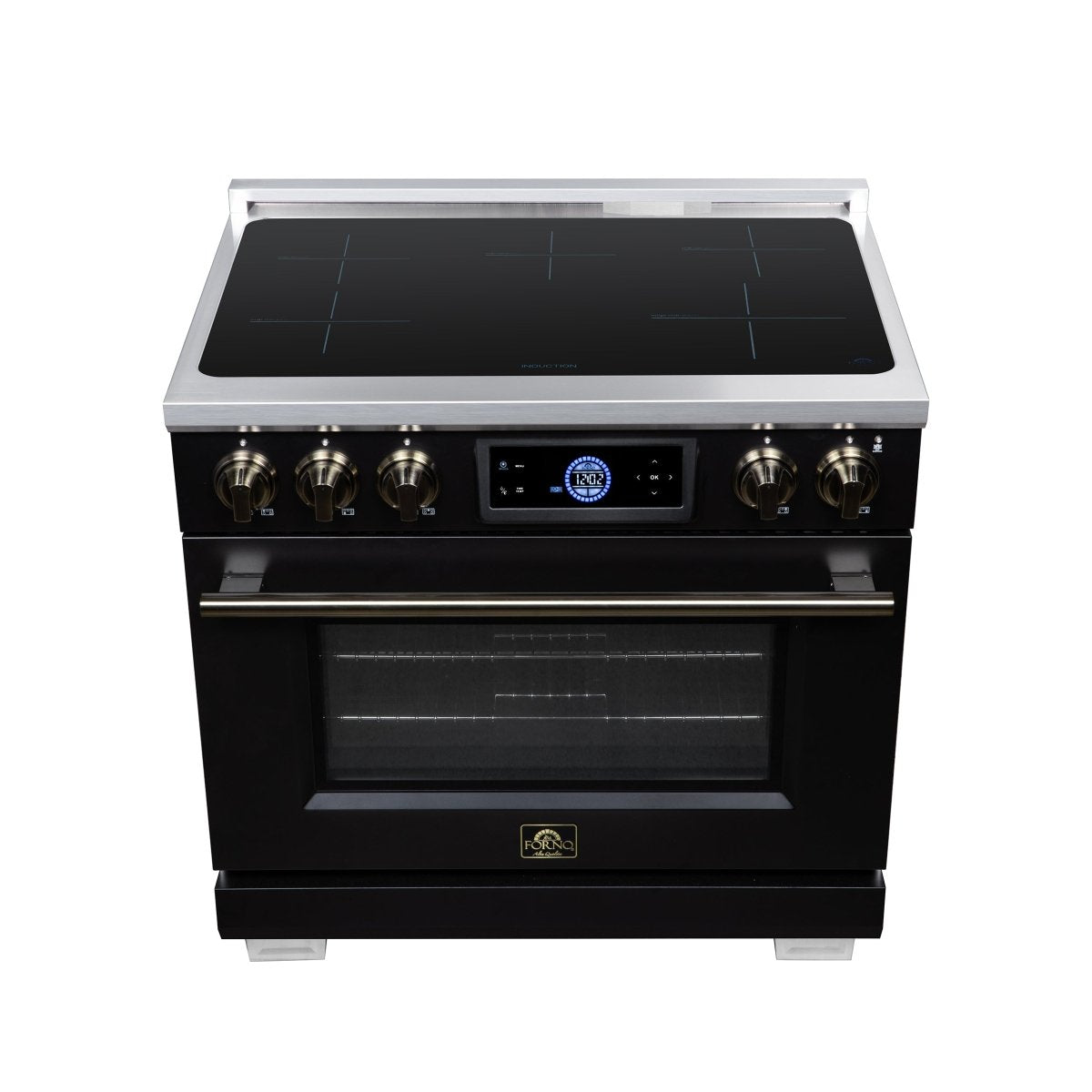 Maximus 36 Inch Induction Range, 10,900 Total Cooktop, 5.36 cf. True Convection Oven, Air Fryer, Air Sous Vide, Black - BonPrix Électroménagers