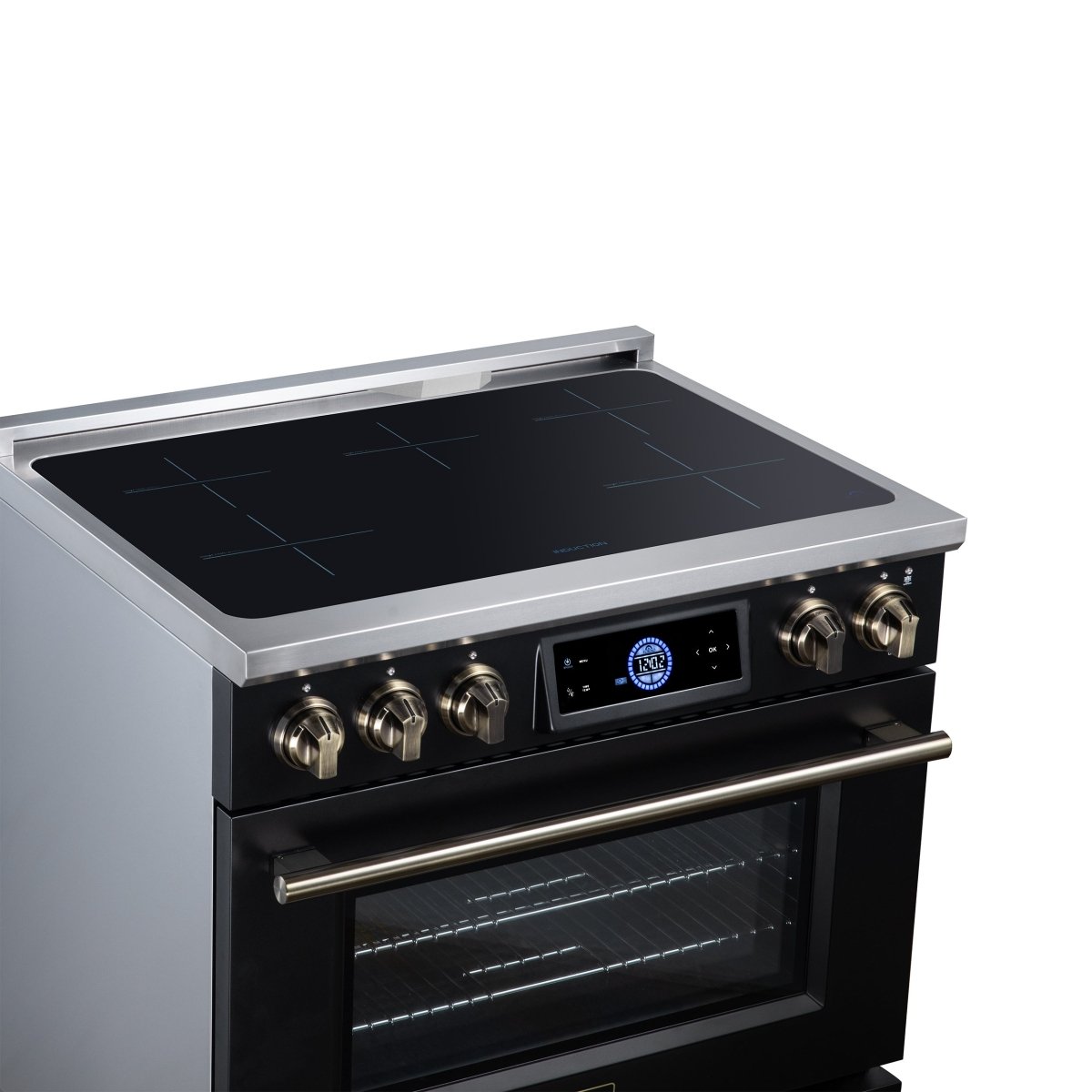 Maximus 36 Inch Induction Range, 10,900 Total Cooktop, 5.36 cf. True Convection Oven, Air Fryer, Air Sous Vide, Black - BonPrix Électroménagers
