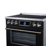 Maximus 36 Inch Induction Range, 10,900 Total Cooktop, 5.36 cf. True Convection Oven, Air Fryer, Air Sous Vide, Black - BonPrix Électroménagers
