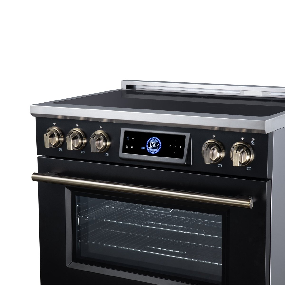 Maximus 36 Inch Induction Range, 10,900 Total Cooktop, 5.36 cf. True Convection Oven, Air Fryer, Air Sous Vide, Black - BonPrix Électroménagers