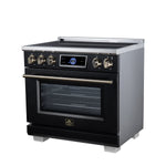 Maximus 36 Inch Induction Range, 10,900 Total Cooktop, 5.36 cf. True Convection Oven, Air Fryer, Air Sous Vide, Black - BonPrix Électroménagers