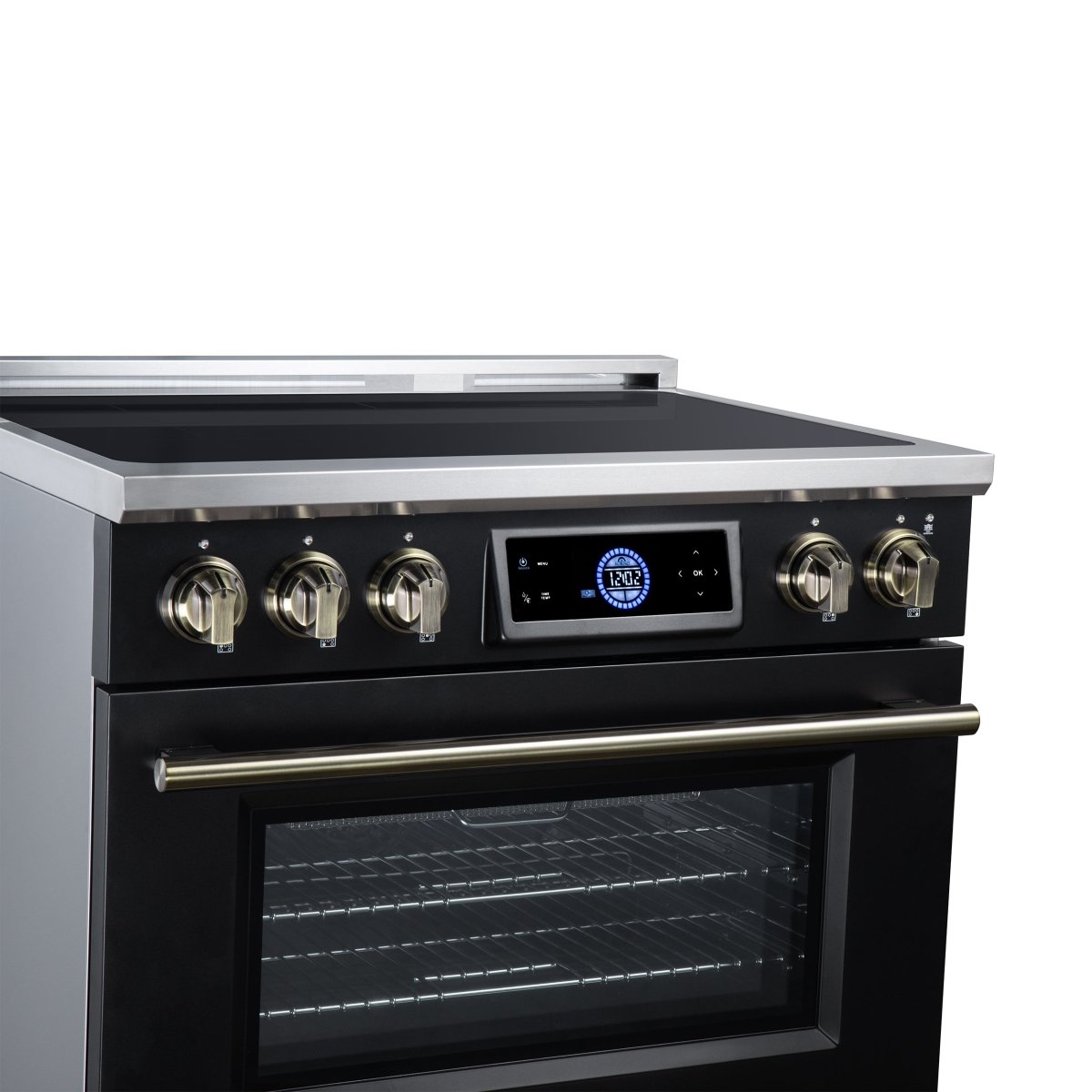 Maximus 36 Inch Induction Range, 10,900 Total Cooktop, 5.36 cf. True Convection Oven, Air Fryer, Air Sous Vide, Black - BonPrix Électroménagers
