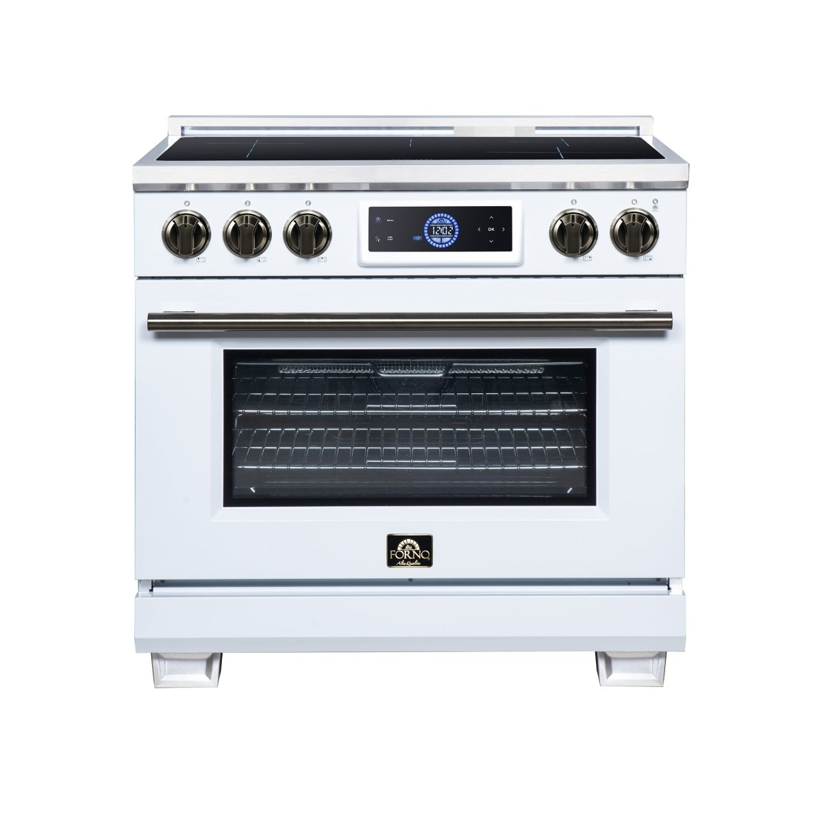 Maximus 36 Inch Induction Range, 10,900 Total Cooktop, 5.36 cf. True Convection Oven, Air Fryer, Air Sous Vide, White - BonPrix Électroménagers