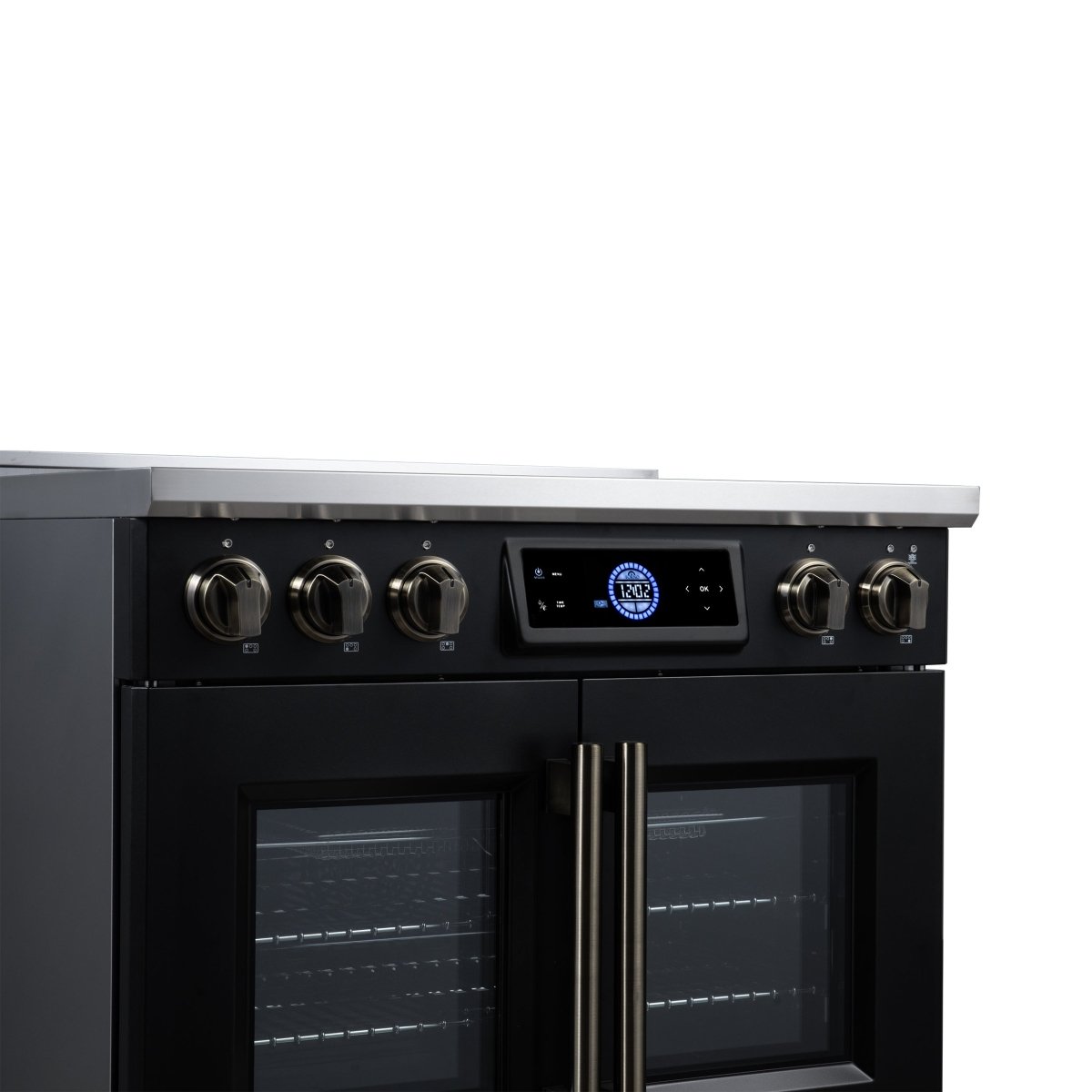 Maximus 36-Inch Induction range, French Door, 5 Cooking Zones, 5.36 cf. Convection Oven, Air Sous Vide, Air Fry Basket, Black - BonPrix Électroménagers