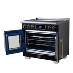 Maximus 36-Inch Induction range, French Door, 5 Cooking Zones, 5.36 cf. Convection Oven, Air Sous Vide, Air Fry Basket, Black - BonPrix Électroménagers