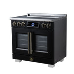 Maximus 36-Inch Induction range, French Door, 5 Cooking Zones, 5.36 cf. Convection Oven, Air Sous Vide, Air Fry Basket, Black - BonPrix Électroménagers