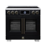 Maximus 36-Inch Induction range, French Door, 5 Cooking Zones, 5.36 cf. Convection Oven, Air Sous Vide, Air Fry Basket, Black - BonPrix Électroménagers