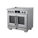 Maximus 36-Inch Induction range, French Door, 5 Cooking Zones, 5.36 cf. Convection Oven, Air Sous Vide, Air Fry Basket, Stainless Steel - BonPrix Électroménagers