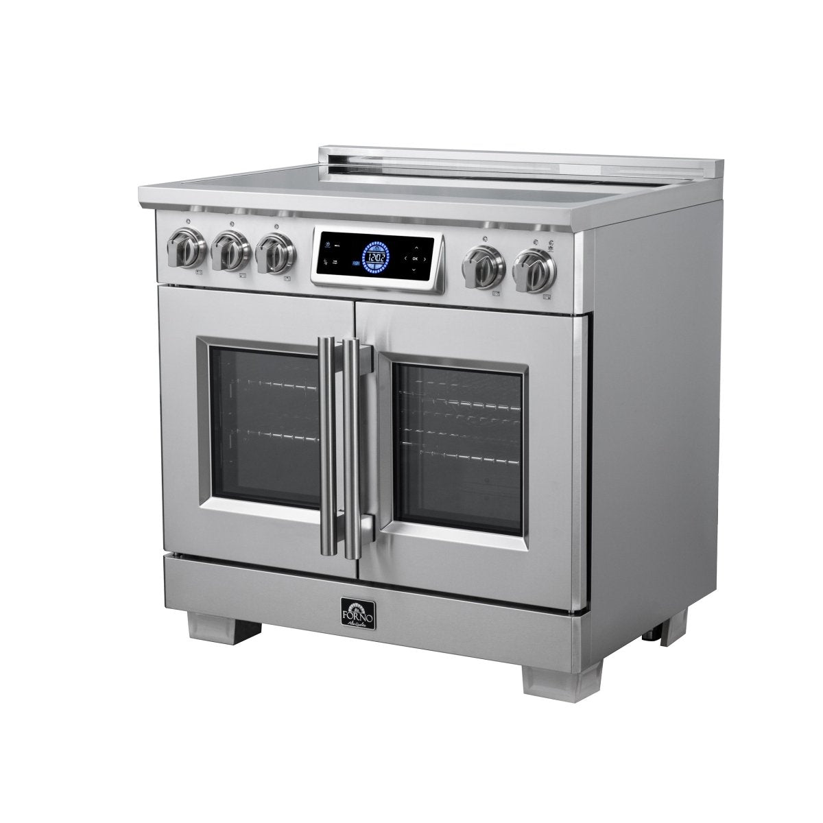 Maximus 36-Inch Induction range, French Door, 5 Cooking Zones, 5.36 cf. Convection Oven, Air Sous Vide, Air Fry Basket, Stainless Steel - BonPrix Électroménagers