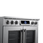 Maximus 36-Inch Induction range, French Door, 5 Cooking Zones, 5.36 cf. Convection Oven, Air Sous Vide, Air Fry Basket, Stainless Steel - BonPrix Électroménagers