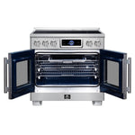 Maximus 36-Inch Induction range, French Door, 5 Cooking Zones, 5.36 cf. Convection Oven, Air Sous Vide, Air Fry Basket, Stainless Steel - BonPrix Électroménagers