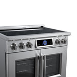 Maximus 36-Inch Induction range, French Door, 5 Cooking Zones, 5.36 cf. Convection Oven, Air Sous Vide, Air Fry Basket, Stainless Steel - BonPrix Électroménagers