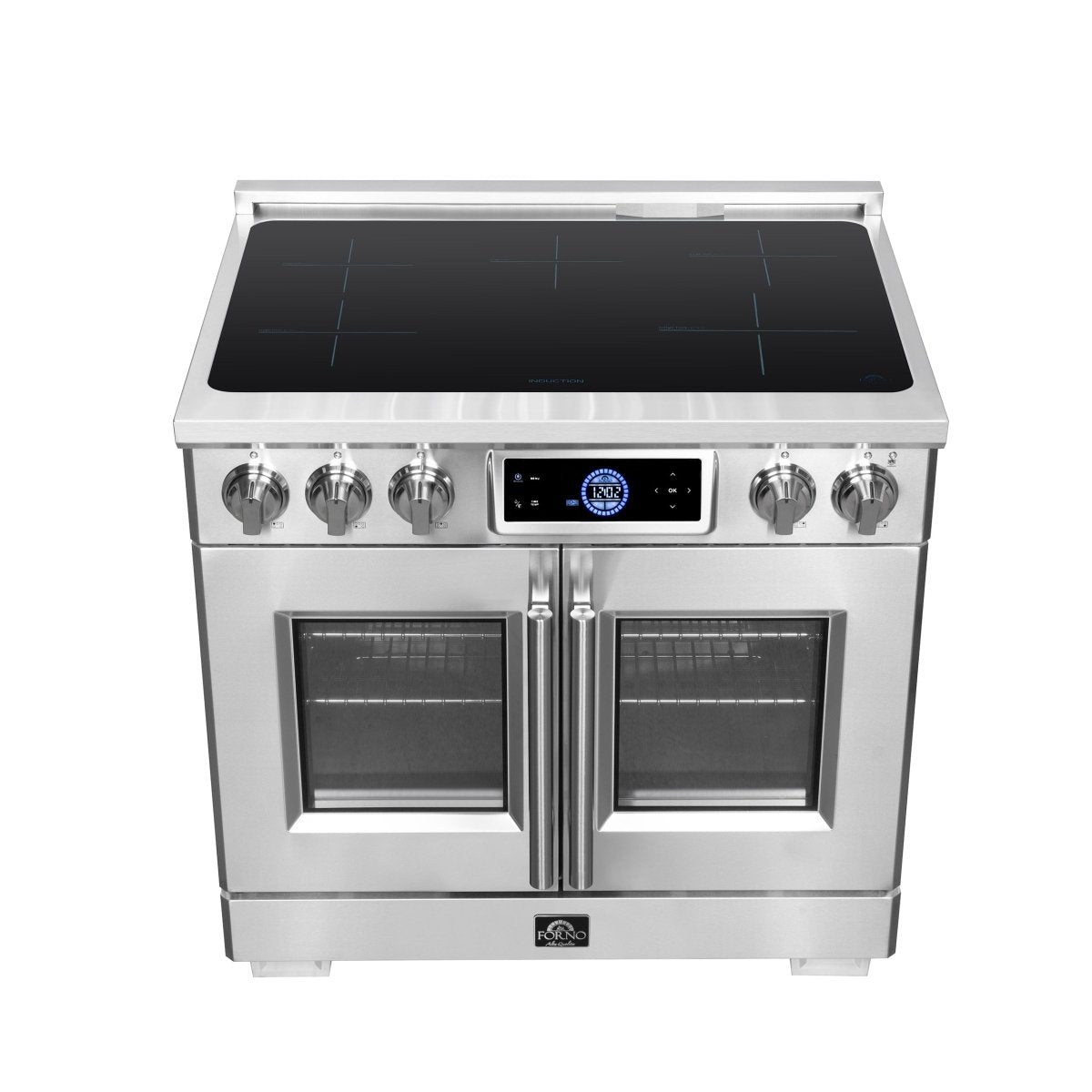 Maximus 36-Inch Induction range, French Door, 5 Cooking Zones, 5.36 cf. Convection Oven, Air Sous Vide, Air Fry Basket, Stainless Steel - BonPrix Électroménagers