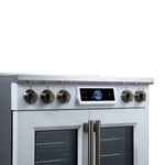 Maximus 36-Inch Induction range, French Door, 5 Cooking Zones, 5.36 cf. Convection Oven, Air Sous Vide, Air Fry Basket, White - BonPrix Électroménagers