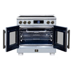 Maximus 36-Inch Induction range, French Door, 5 Cooking Zones, 5.36 cf. Convection Oven, Air Sous Vide, Air Fry Basket, White - BonPrix Électroménagers