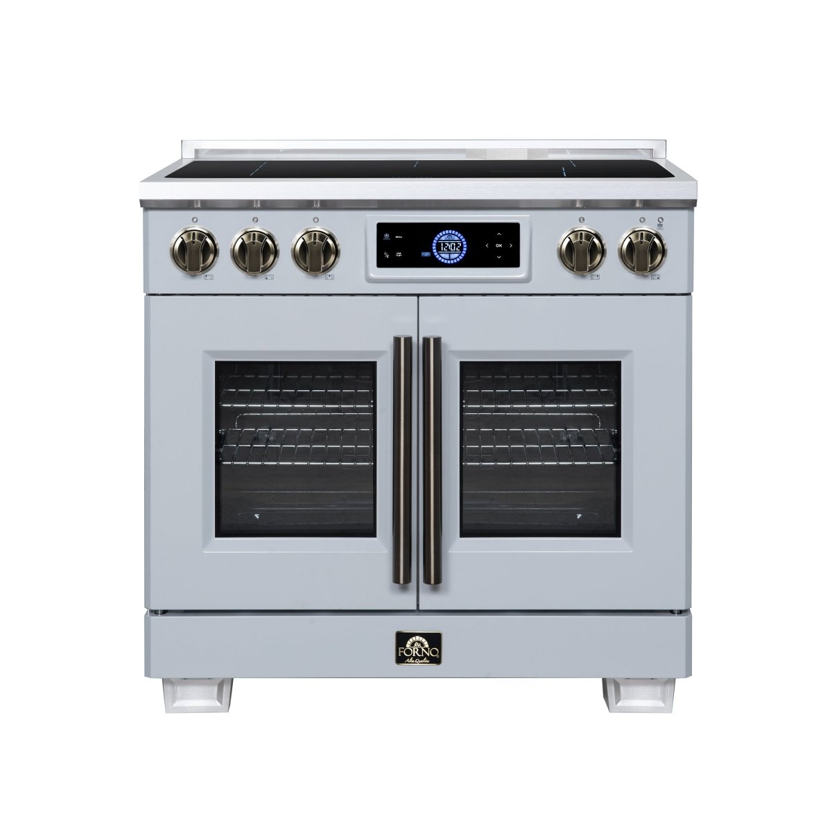 Maximus 36-Inch Induction range, French Door, 5 Cooking Zones, 5.36 cf. Convection Oven, Air Sous Vide, Air Fry Basket, White - BonPrix Électroménagers