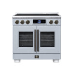 Maximus 36-Inch Induction range, French Door, 5 Cooking Zones, 5.36 cf. Convection Oven, Air Sous Vide, Air Fry Basket, White - BonPrix Électroménagers