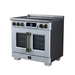 Maximus 36-Inch Induction range, French Door, 5 Cooking Zones, 5.36 cf. Convection Oven, Air Sous Vide, Air Fry Basket, White - BonPrix Électroménagers