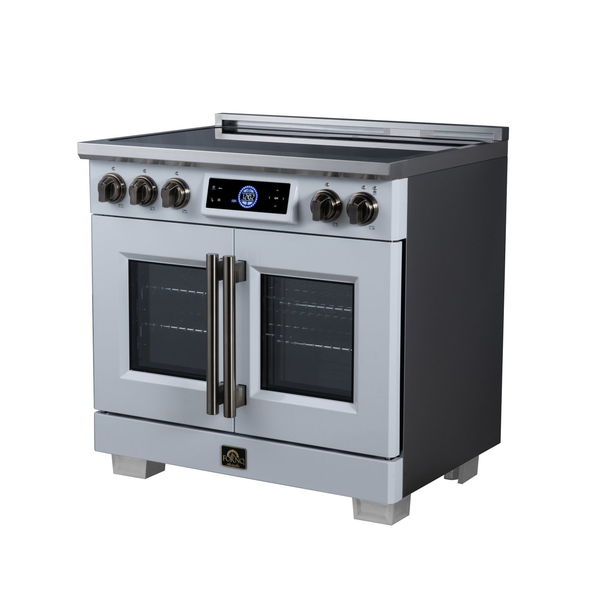 Maximus 36-Inch Induction range, French Door, 5 Cooking Zones, 5.36 cf. Convection Oven, Air Sous Vide, Air Fry Basket, White - BonPrix Électroménagers