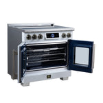 Maximus 36-Inch Induction range, French Door, 5 Cooking Zones, 5.36 cf. Convection Oven, Air Sous Vide, Air Fry Basket, White - BonPrix Électroménagers