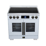 Maximus 36-Inch Induction range, French Door, 5 Cooking Zones, 5.36 cf. Convection Oven, Air Sous Vide, Air Fry Basket, White - BonPrix Électroménagers