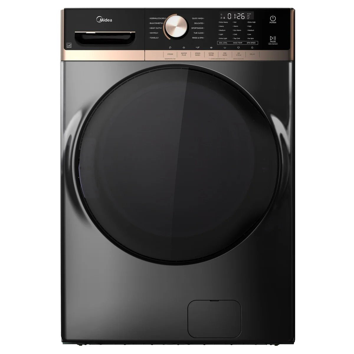 MLHW52S6BGG - WASHERS - Midea - Front Loading - Metallic Grey - Open Box - BonPrix Électroménagers