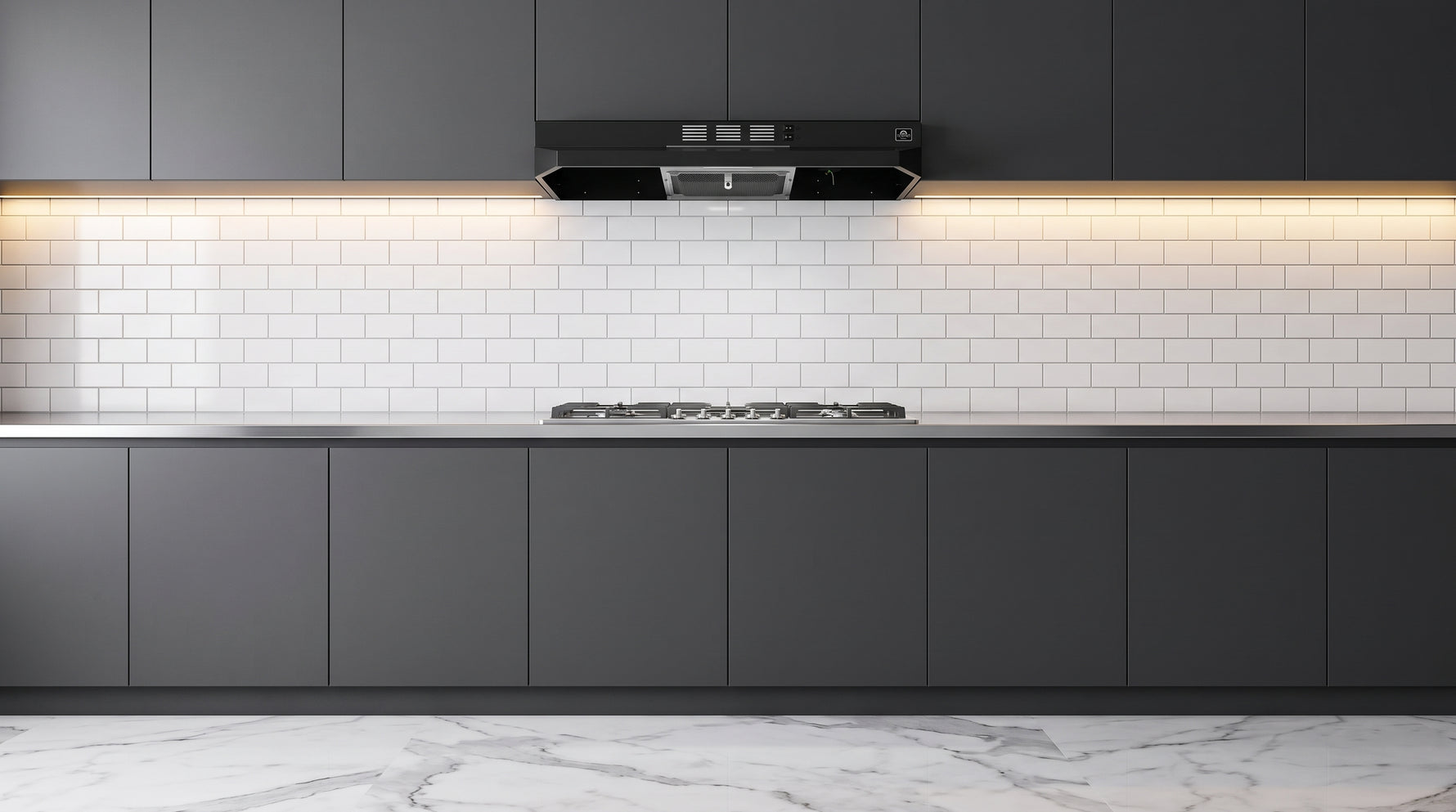 Forno Cappa 30-Inch Under Cabinet Range Hood, Black, 200 CFM, Convertible, LED Lighting