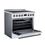 Torino 36 Inch Induction Range, 10,900W cooktop, 5.36 cf. True Convection Oven, Air Fry, Air Sous Vide, Smudge Resistant, White - BonPrix Électroménagers