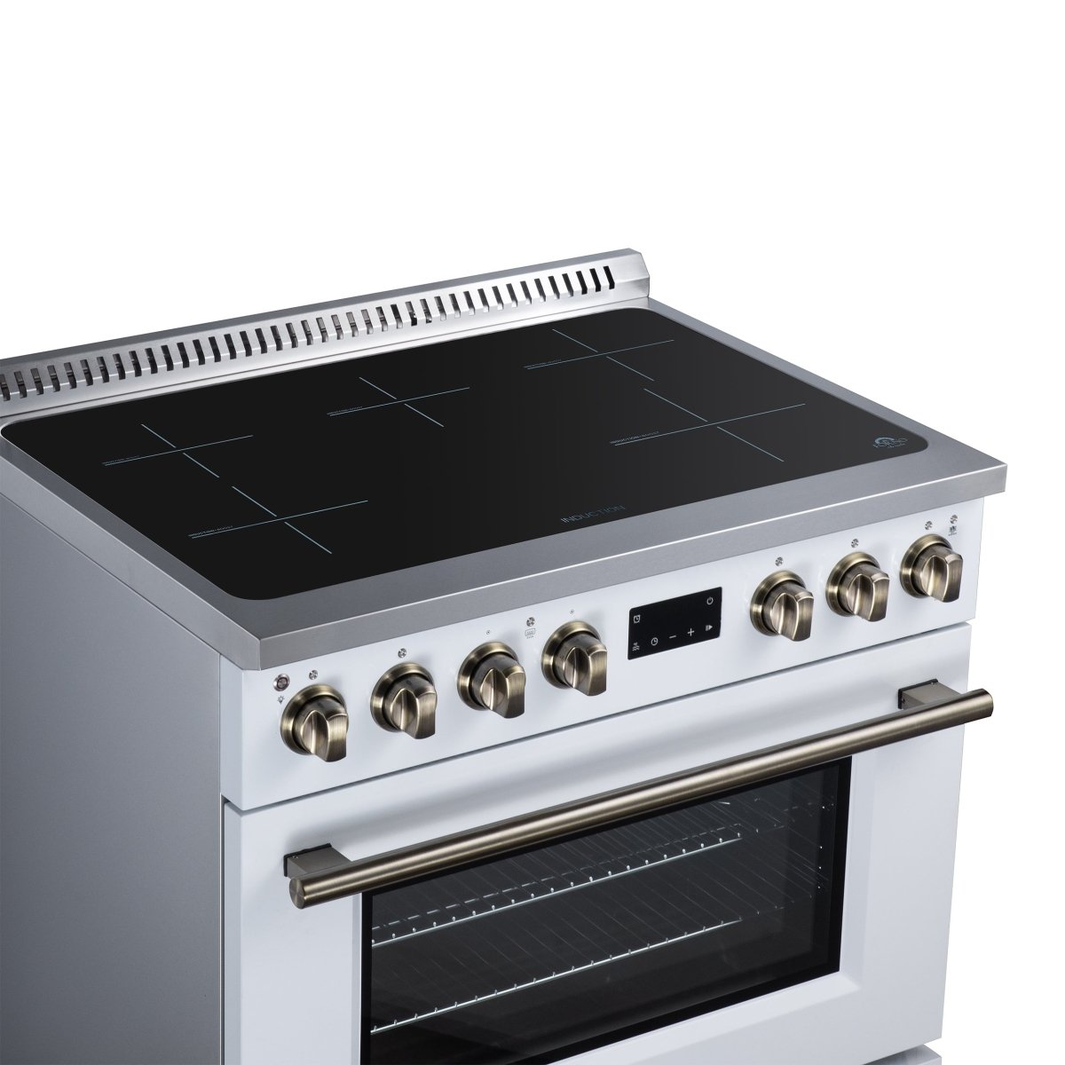 Torino 36 Inch Induction Range, 10,900W cooktop, 5.36 cf. True Convection Oven, Air Fry, Air Sous Vide, Smudge Resistant, White - BonPrix Électroménagers