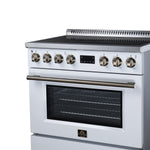 Torino 36 Inch Induction Range, 10,900W cooktop, 5.36 cf. True Convection Oven, Air Fry, Air Sous Vide, Smudge Resistant, White - BonPrix Électroménagers