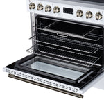 Torino 36 Inch Induction Range, 10,900W cooktop, 5.36 cf. True Convection Oven, Air Fry, Air Sous Vide, Smudge Resistant, White - BonPrix Électroménagers
