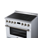 Torino 36 Inch Induction Range, 10,900W cooktop, 5.36 cf. True Convection Oven, Air Fry, Air Sous Vide, Smudge Resistant, White - BonPrix Électroménagers