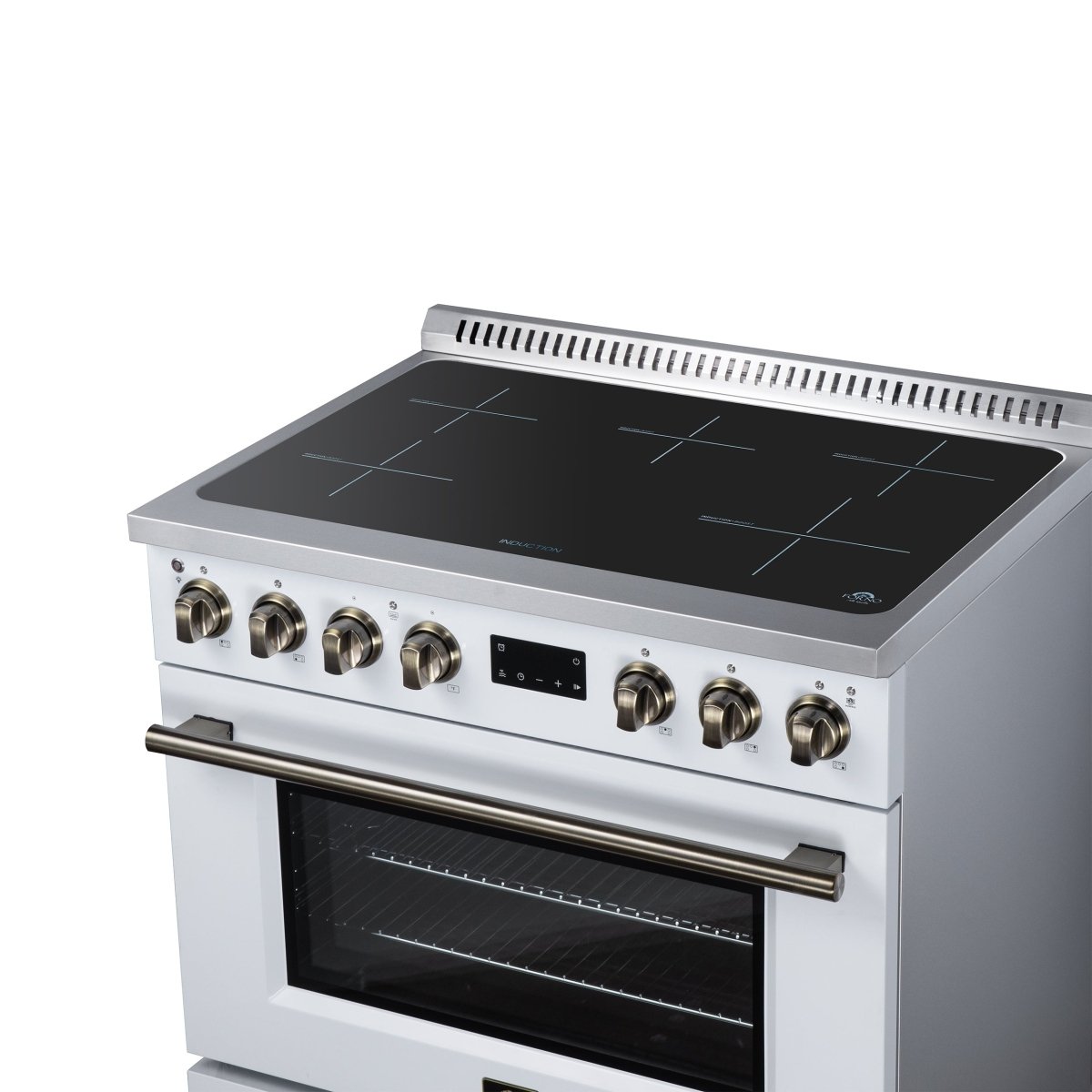 Torino 36 Inch Induction Range, 10,900W cooktop, 5.36 cf. True Convection Oven, Air Fry, Air Sous Vide, Smudge Resistant, White - BonPrix Électroménagers