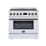Torino 36 Inch Induction Range, 10,900W cooktop, 5.36 cf. True Convection Oven, Air Fry, Air Sous Vide, Smudge Resistant, White - BonPrix Électroménagers