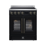 Torino French Door 30 Inch Induction Range with Air Fryer, Air Sous Vide & True Convection, Dual Broiler, Black - BonPrix Électroménagers