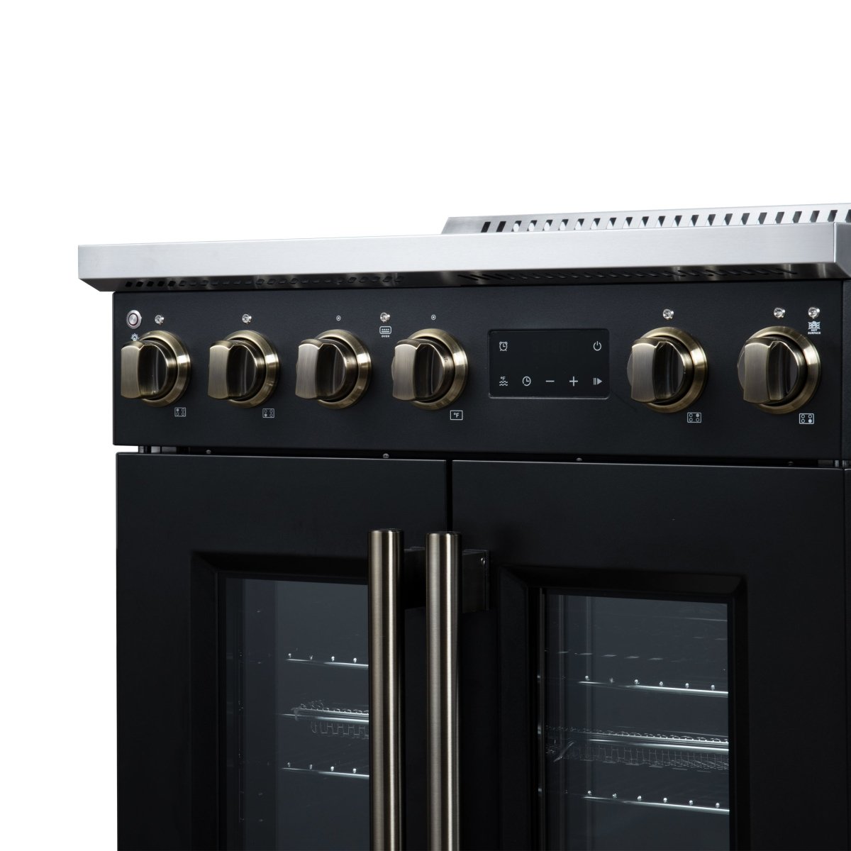Torino French Door 30 Inch Induction Range with Air Fryer, Air Sous Vide & True Convection, Dual Broiler, Black - BonPrix Électroménagers