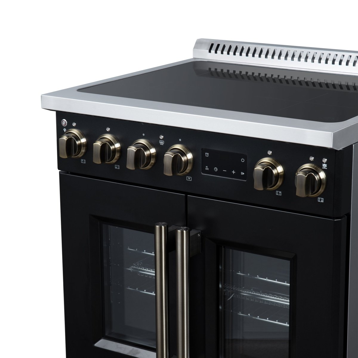 Torino French Door 30 Inch Induction Range with Air Fryer, Air Sous Vide & True Convection, Dual Broiler, Black - BonPrix Électroménagers