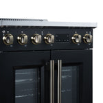 Torino French Door 30 Inch Induction Range with Air Fryer, Air Sous Vide & True Convection, Dual Broiler, Black - BonPrix Électroménagers